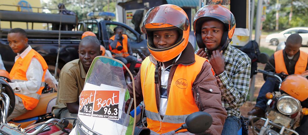 Around the world, people working in the informal sector are also increasingly organising: boda-boda drivers in Uganda.