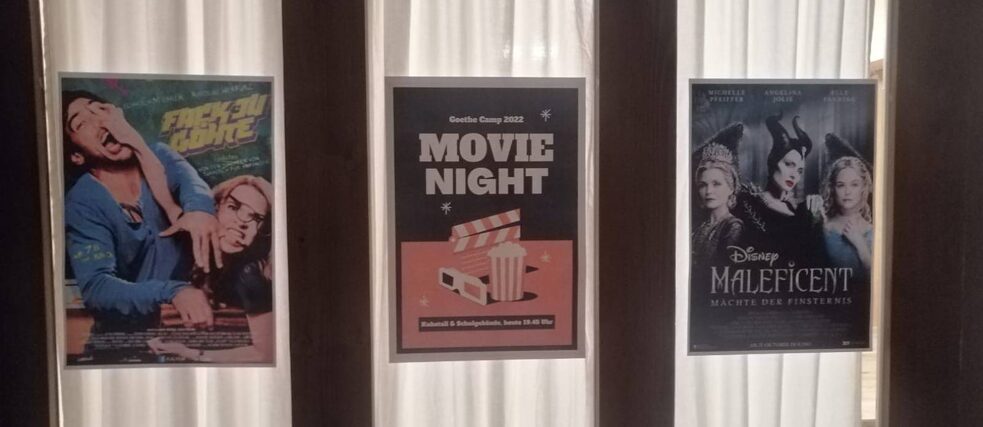 Verschiedene Filmposter an einer geschlossenen Tür