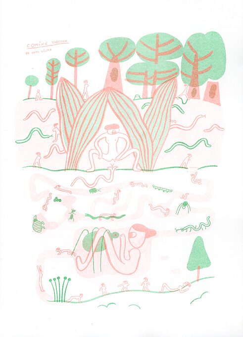 Zu sehen ist ein Mädchen, die einer Schlange begegnet und dann in unterirdischen Gängen auch einer Spinne. Am Ende ihrer Reise liegt sie im Gras und sieht in den Himmel.