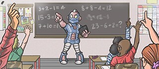 Unser Roboter in der Bibliothek