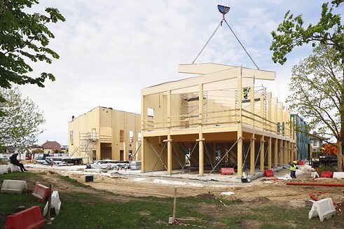 Bau des Kindergartens in Salaspils, 2022