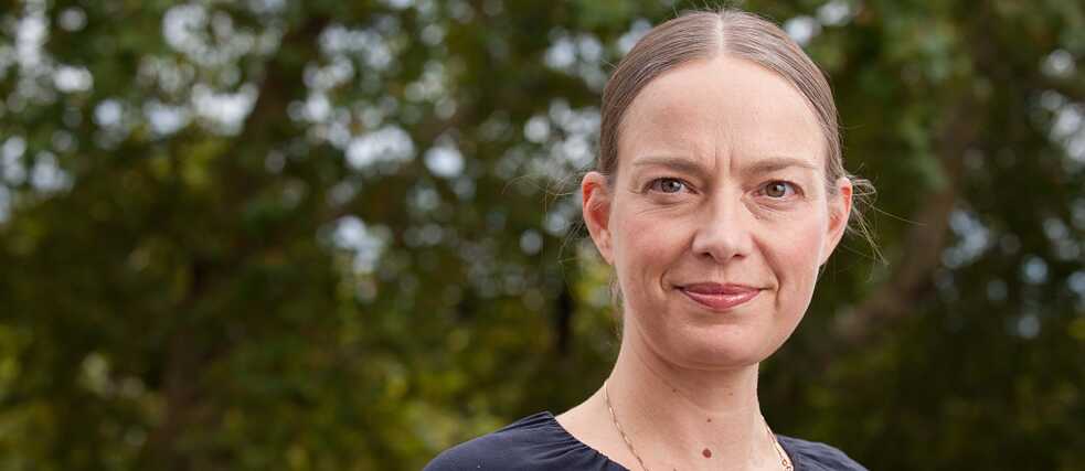 A portrait of a woman outside