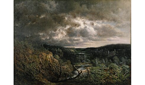 Jūlijs Feders "Ainava ar negaisa mākoņiem" (1873)