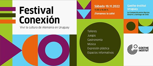 Farbenfrohes Aushängeschild mit Information zur Veranstaltung