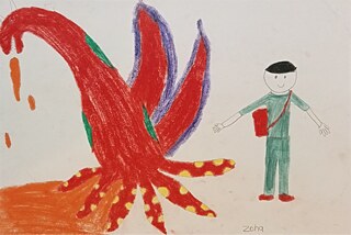 I drew myself with a strange thing which I was always thinking of existing on the earth, and was always dreaming about in my deep sleep. 