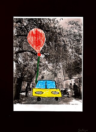 If I were supposed to draw one object for my friend, I would draw one taxi and a red balloon to go to my friend’s house and gift her the red balloon 