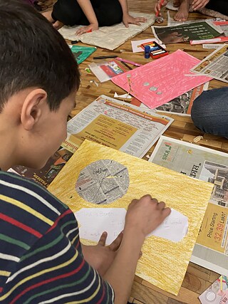 A glimpse from the session as children create their artwork together and share their wishes with each other.