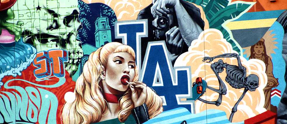 Detail der Wandarbeit von Tristan Eaton in Los Angeles 
