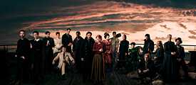 The cast of the Netflix Series 1899 along with the creators Jantje Friese and Barab Bo Odar on the set 