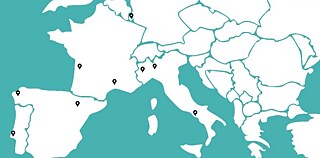 Kartenübersicht der Tournee in Südwesteuropa