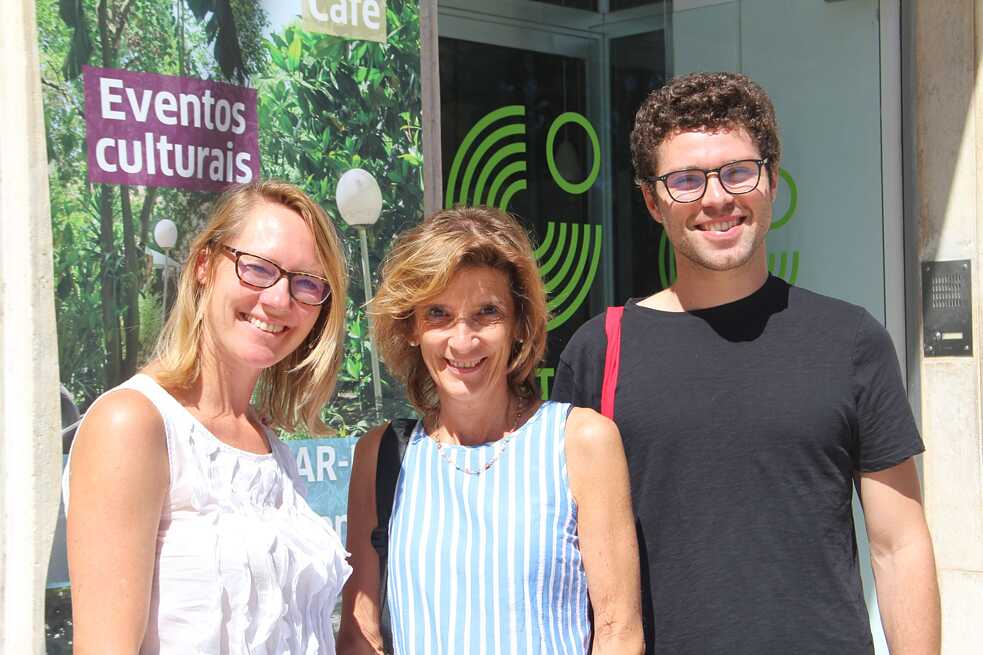 Die Seminarteilnehmer*innen aus Italien, v.l.n.r.: Barbara Semmler (Liceo Pascoli, Florenz), Alessandra Ticini (Liceo Petrarca, Triest) und Tomas Benevento (ITST Gentileschi, Mailand) 
