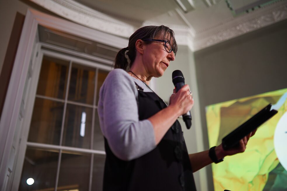 Ann O’Dea opening the "Entangled" event at the Goethe-Institut Dublin