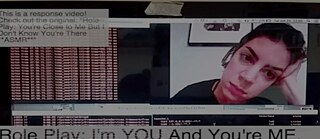 A screenshot of Claire on her computer webcam 