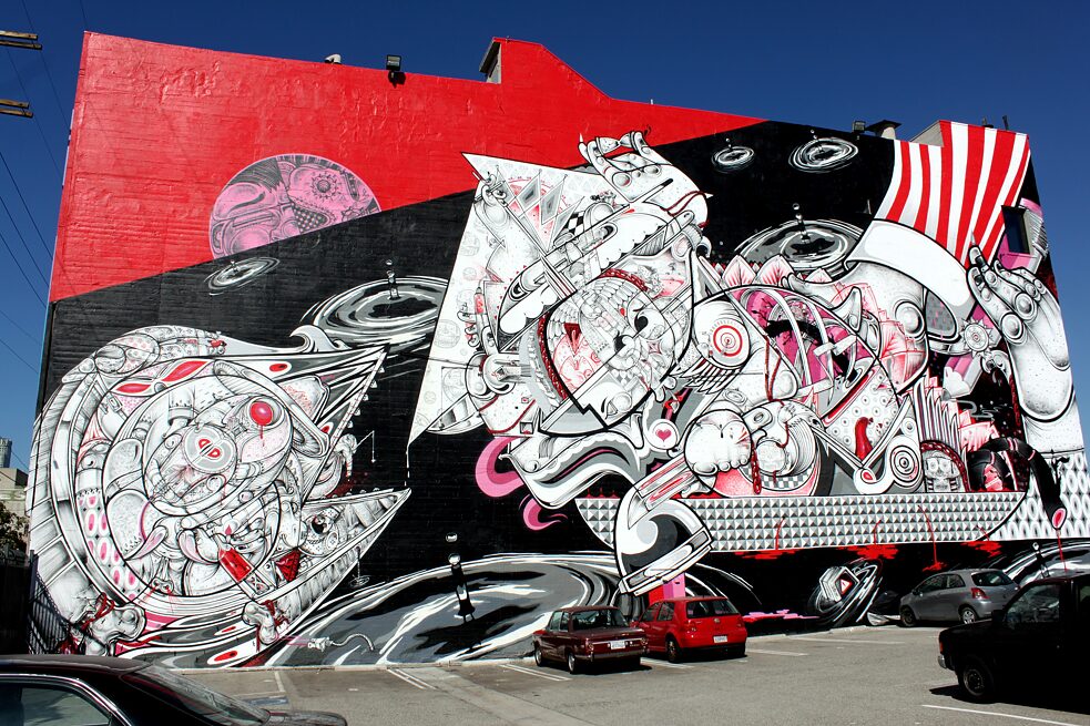 Full wall Graffiti "Heartship" by How and Nosm (Raoul and Davide Perré)