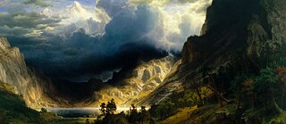 Alberto Cortés - Los montes son tuyos (Bild: "A storm in the Rocky Mountains" (1866), Albert Bierstadt)
