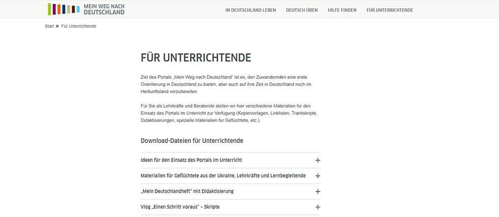Mein Weg nach Deutschland – Screenshot Für Unterrichtende