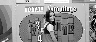 A young visitor to the Goethe-Institut exhibition on German posters in London in 1980.