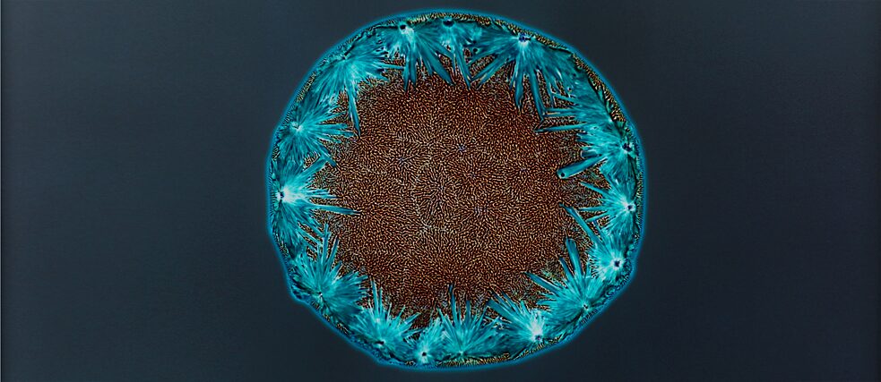 Sarah Schönfeld, All You Can Feel/ Planets, Ketamine, 2013, Ketamin auf Fotonegativ, vergrößert als C-Print, 70 x 70 cm 