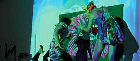  Chicks on Speed (Faustine Kopiejwski, Merche Blasco and Alex Murray-Leslie) playing THEREMIN TAPESTRY during opening performance for C