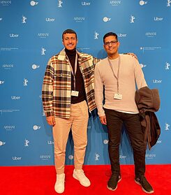 المخرج عمرو جمال والمنتج محسن خليفي في برلين.