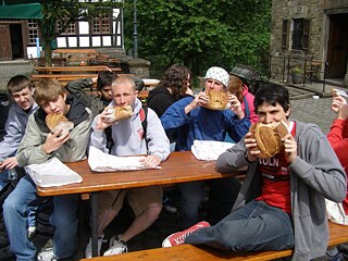 Students with bread