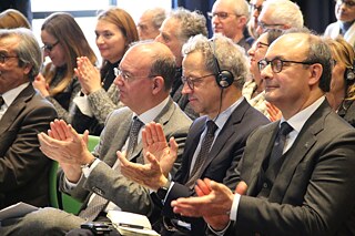 Giuseppe Valditara (Bildungsminister), Andreas Krüger (Deutsche Botschaft), Antonello Giannelli (ANP)