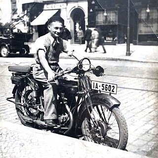 Jaques Abraham on his motorcycle