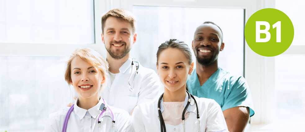 Four smiling doctors