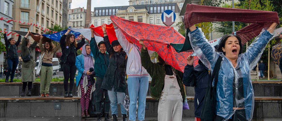 Protest Scarves action in solidarity with Women Revolution in Iran "Mis(s)placed Women?" 