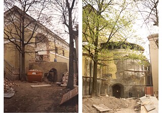 Der Bau des neuen Eingangs in das Goethe-Institut Riga 1998-1999.