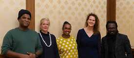 Ein bild von Quinsy Gario (poet, artist and activist), Nanette Snoep, Amal Alhaag (curator), Selene Wendt (curator) and Wayne Modest