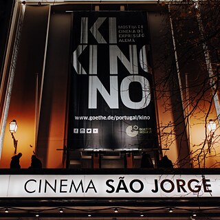 Exterior view of a Portuguese cinema