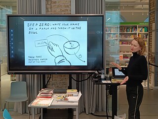 März 2023, Comic-Workshop „Postkarte aus der Zukunft“ mit Mia Oberländer.