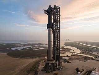 SpaceX Starship steht auf der Startrampe vor einem Testflug von der Starbase in Boca Chica, Texas, USA
