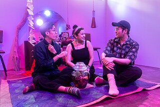 Restless Topographies  © The artists of RESTLESS TOPOGRAPHIES, (left to right) Zachary Chan, Zarina Muhammad and Joel Tan. Restless Topographies 