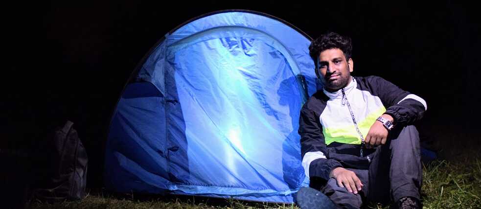 Shanmukha bei einem seiner Campingausflüge.