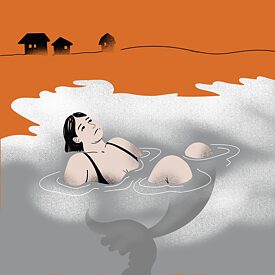 Жінка у глибокій воді. Ілюстрація