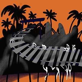 Джунглі. Будівництво дороги. Люди наче кладуть себе в основу цієї дороги. 