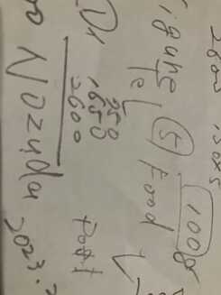 Handwritten numbers and words