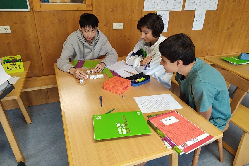 Jungs spielen ein Brettspiel