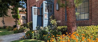 The entrance to the Dublab studio in University Park in Los Angeles