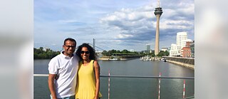 Karthik Setty and Sreema Nallasivam at the Düsseldörf harbor © © Karthik Setty and Sreema Nallasivam Karthik Setty and Sreema Nallasivam at the Düsseldörf harbor