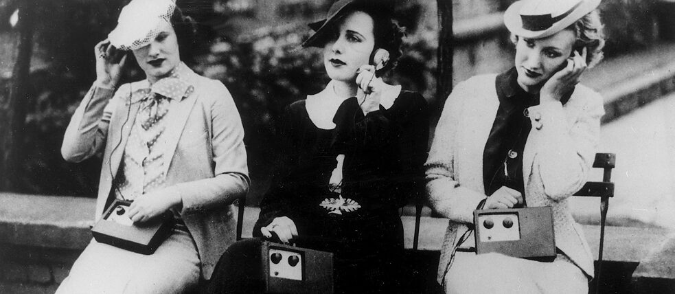 London in the early 1930s: women listening to the radio in Hyde Park.