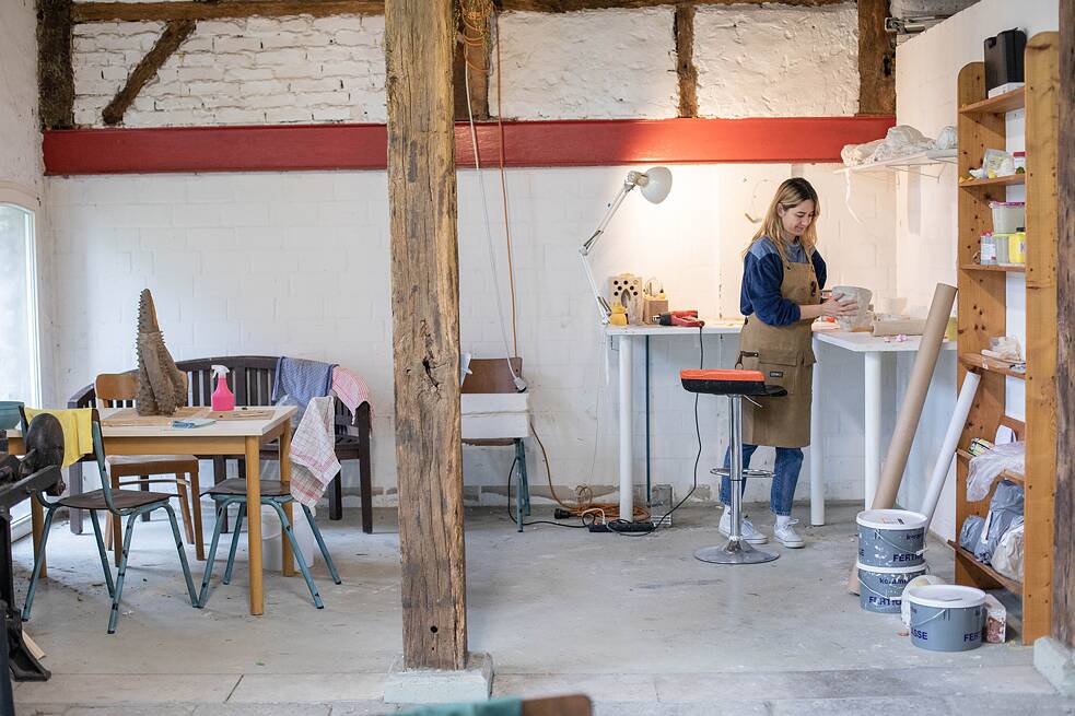 Atelieransicht, Lucila Mayol Pohl, Stiftung Künstlerdorf Schöppingen 2022 