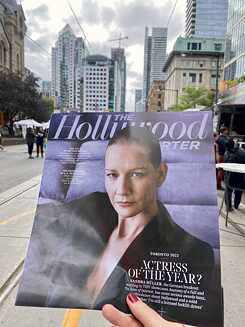 Cover of The Hollywood Reporter “Sandra Hüller, Actress of the Year?” on TIFF’s Festival Street