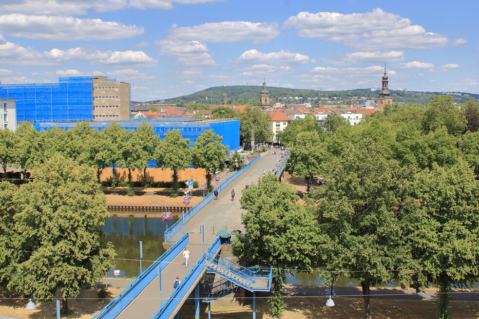 La città vecchia di Saarbrücken vista dalla terrazza panoramica del castello