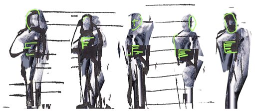 Suspeitos à frente de parede