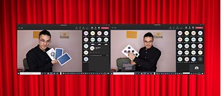 Zauberer Tobias mit Karten im Online Workshop