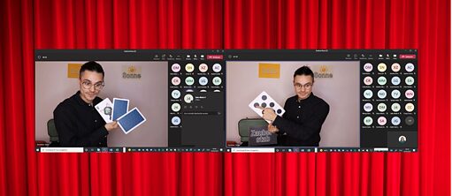 Zauberer Tobias mit Karten im Online Workshop