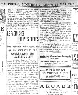 <i>La Presse</i> 22 mai 1922